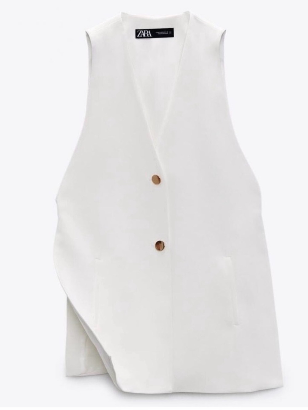 ZARA soft cream Sleeveless Buttoned Tailored Vest